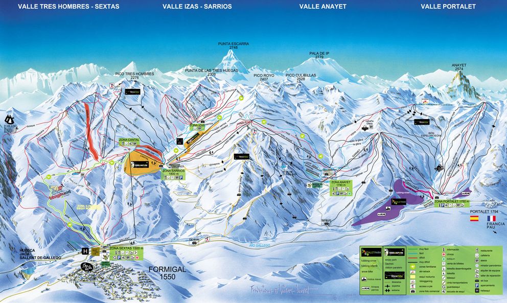 Mapa de pistas esquiar en Formigal