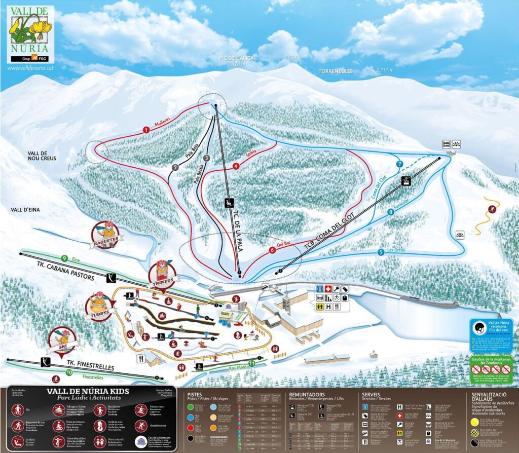 Esquiar en Vall de Nuria mapa de pistas