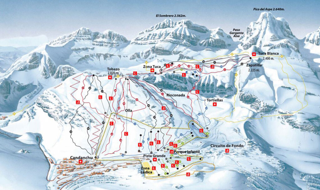 Mapa de pistas estación de esquí Candanchú